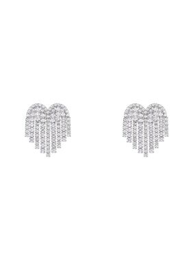 Numbering Crystal Drop Heart Earrings #3218